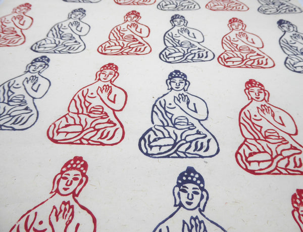 Buddha block Printed on Lokta Paper, Handmade, Tree Free & Sustainable