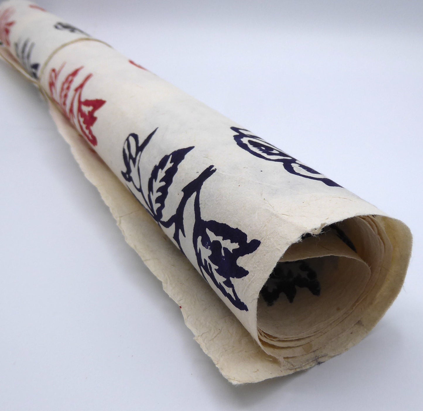 Roses block printed on Lokta Paper, Handmade, Tree-Free & Sustainable