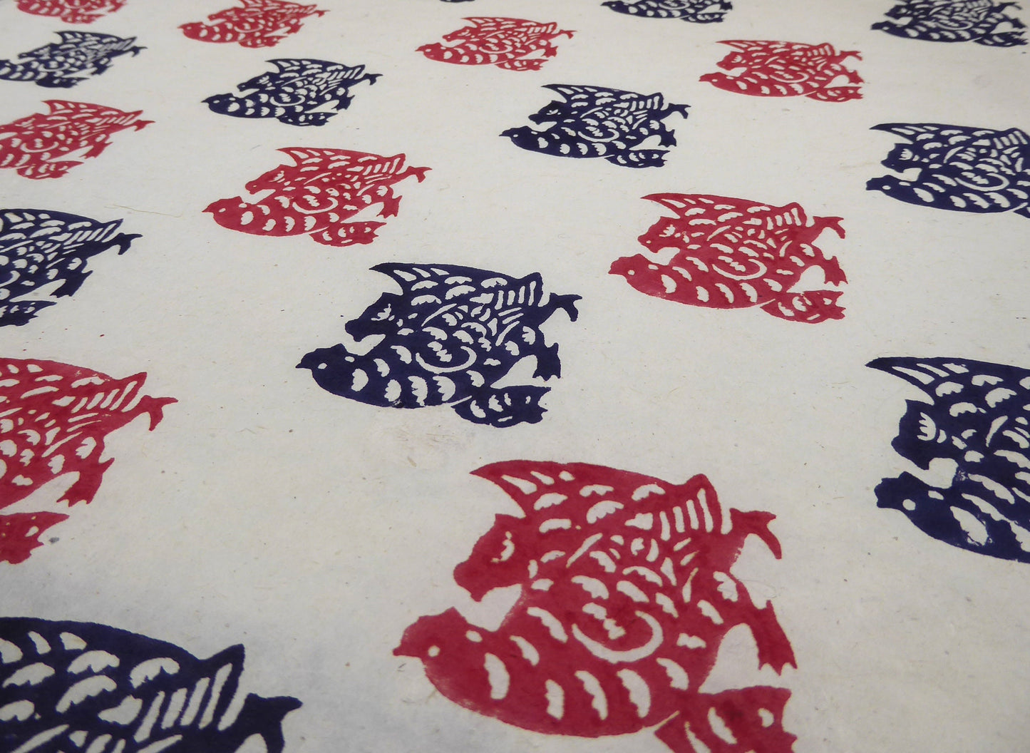 Chickens Block Printed on Lokta Paper, Handmade, Tree Free & Sustainable