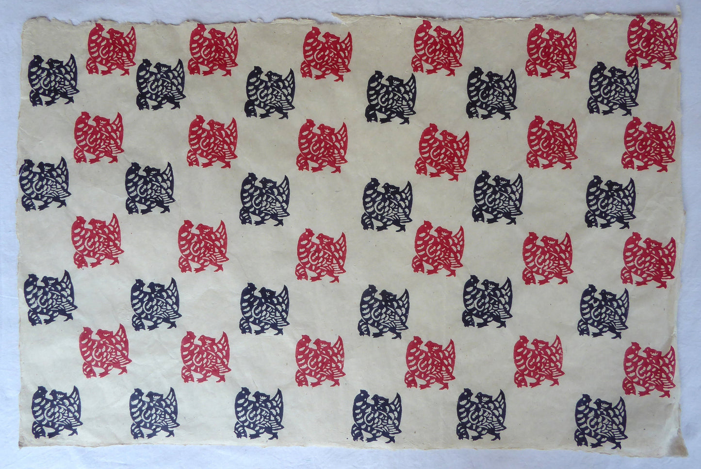 Chickens Block Printed on Lokta Paper, Handmade, Tree Free & Sustainable