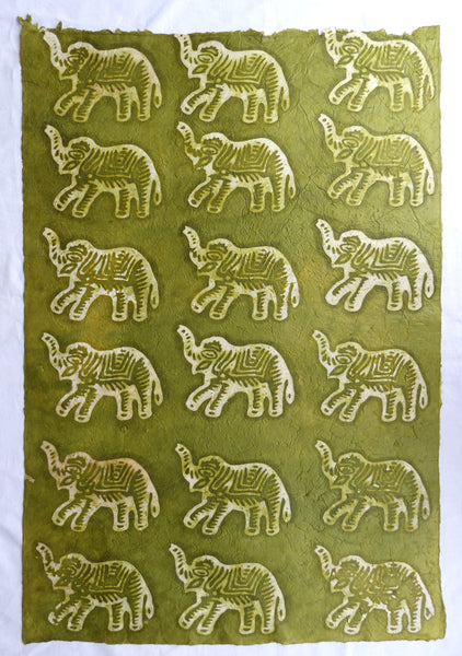 Elephant Batik Lokta Paper; Handmade in the Himalayas, Tree Free & Sustainable