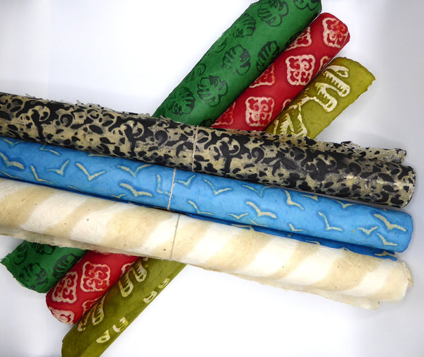 Striped Batik Lokta Paper; Handmade in the Himalayas, Tree Free & Sustainable