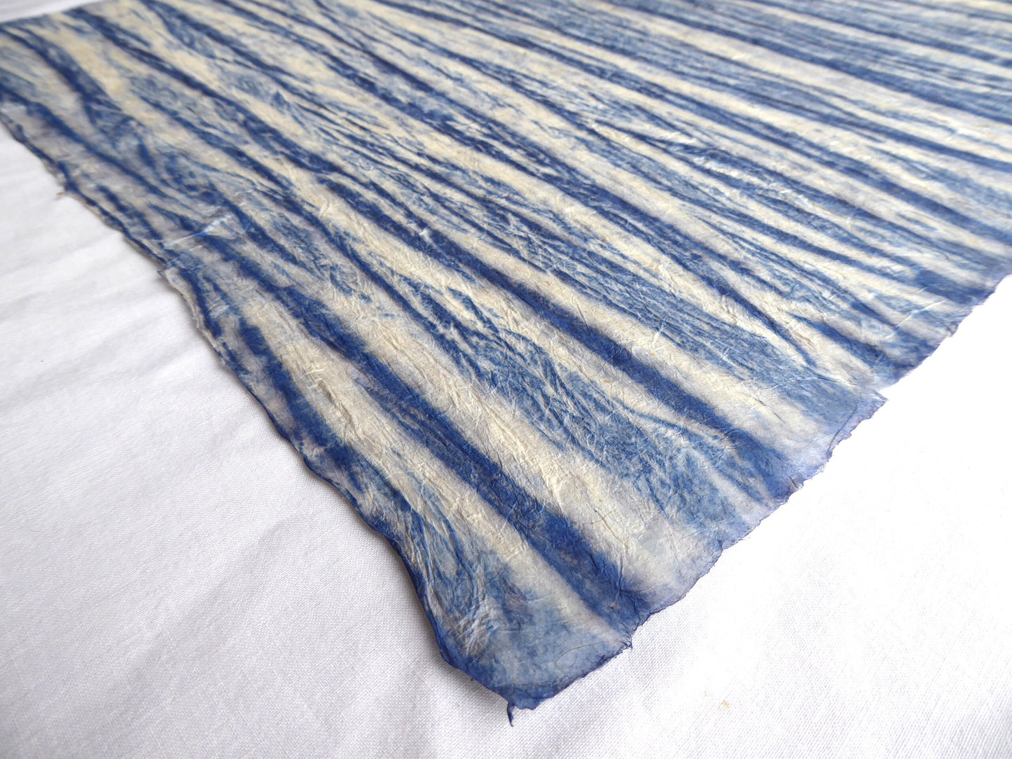 Crushed Blue Vegetable Dyed Lokta Paper Handmade in the Himalayas. Tree Free & Sustainable
