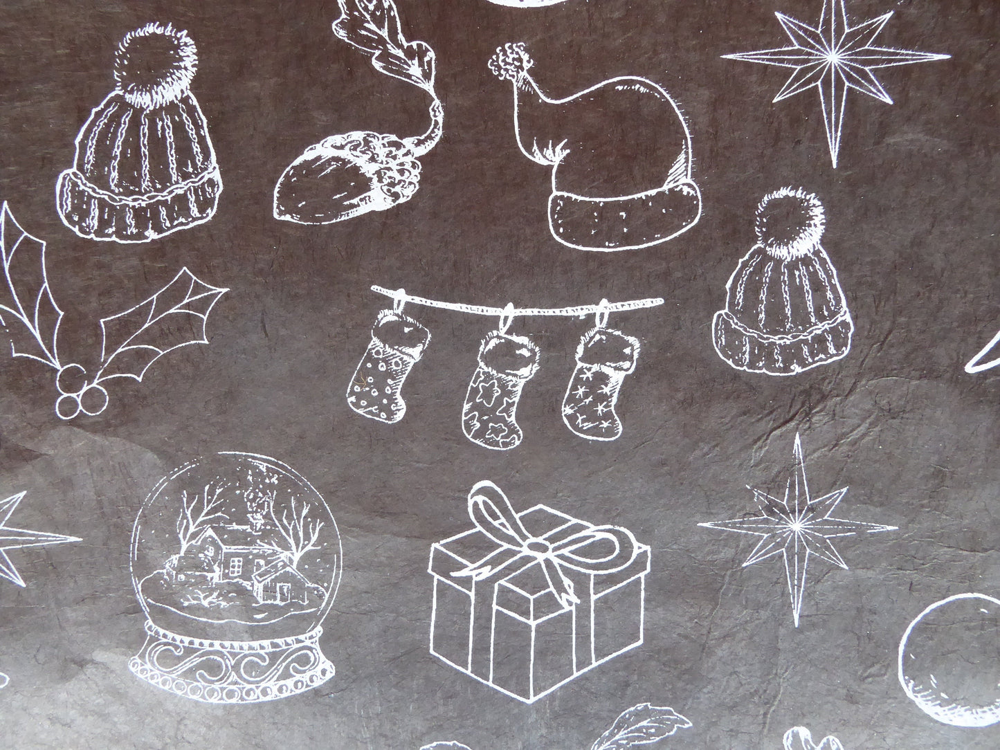 Christmas Decorations Lokta Paper, Handmade in the Himalayas; Black