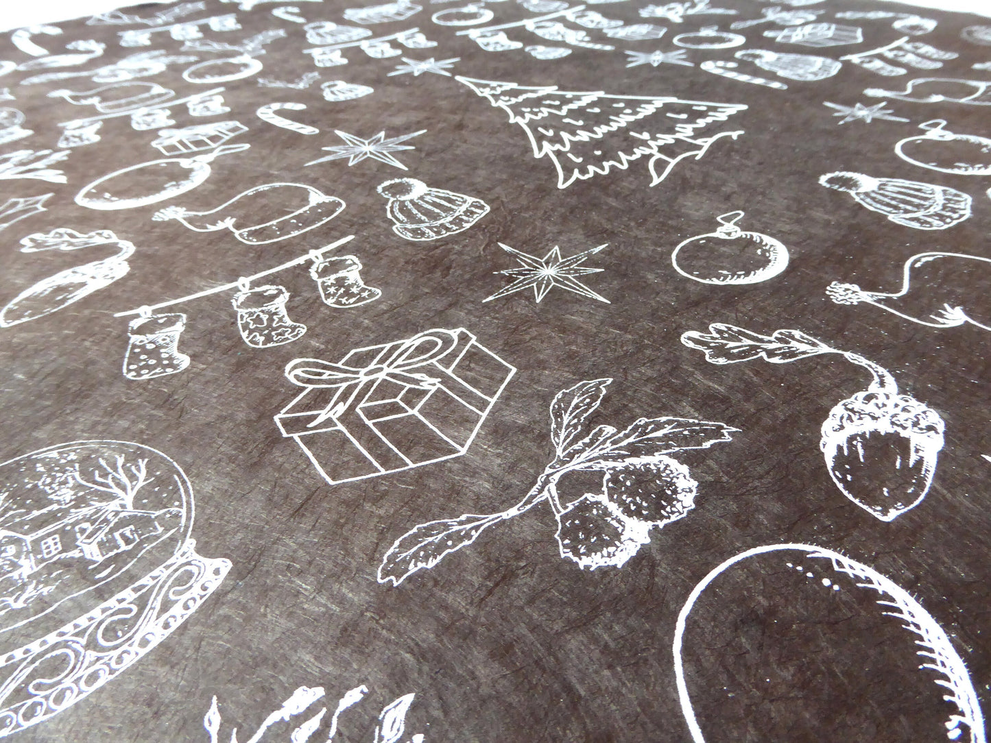 Christmas Decorations Lokta Paper, Handmade in the Himalayas; Black