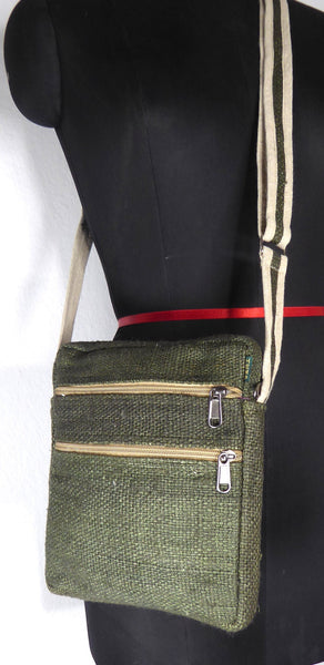 Wild Nepali Hemp 'Tenzing' Crossbody Bag (Olive Green)