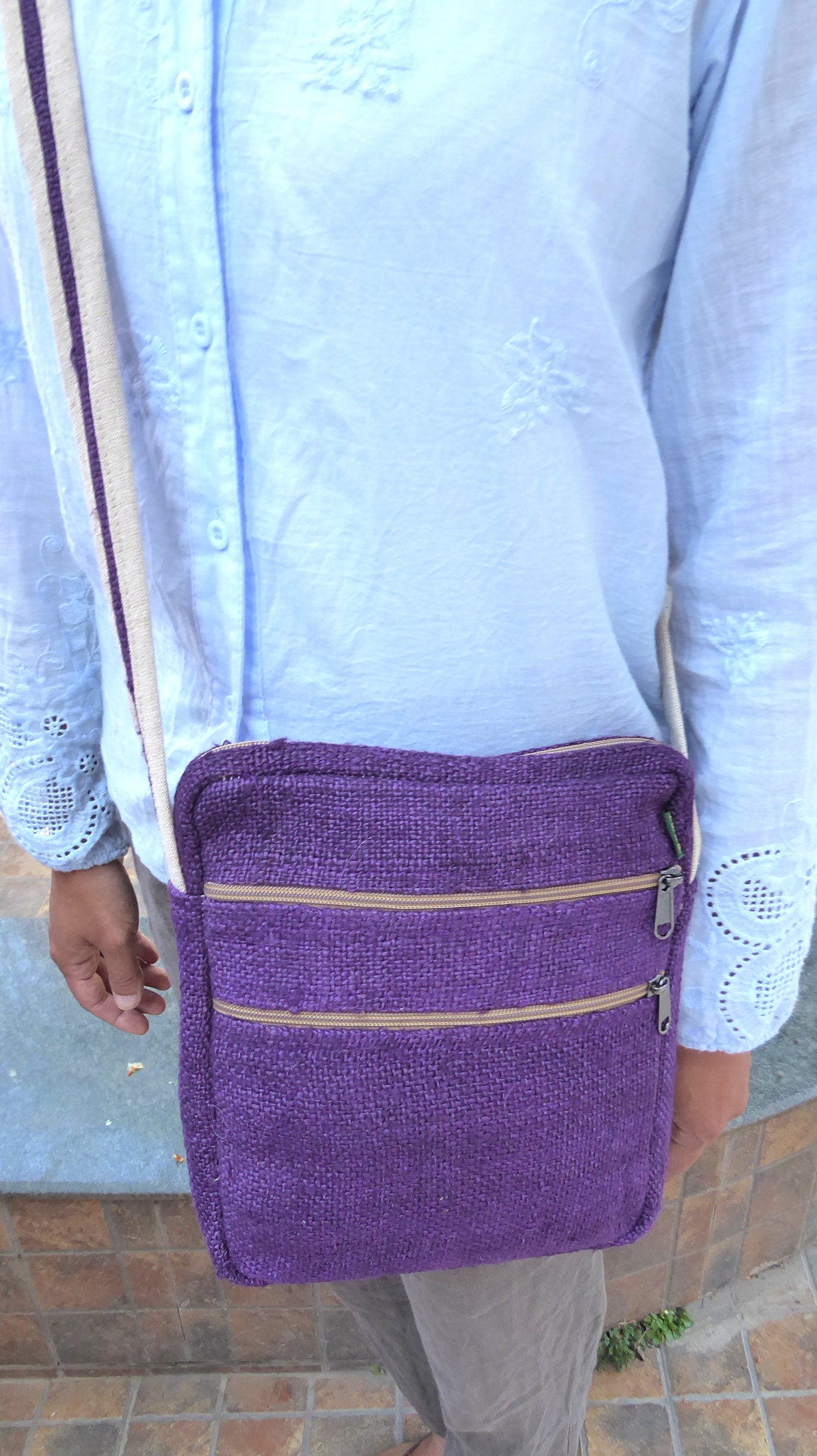 Wild Nepali Hemp 'Tenzing' Crossbody Bag  (Purple)