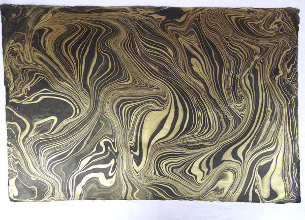 Black & Gold Marbled Lokta Paper Handmade in the Himalayas. Tree Free & Sustainable