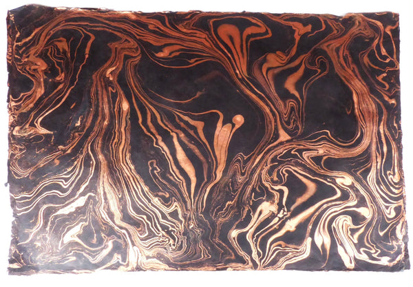 Black & Copper Marbled Lokta Paper Handmade in the Himalayas. Tree Free & Sustainable;