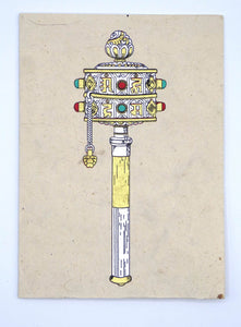 Handmade Lokta Greeting Card, Prayer Wheel