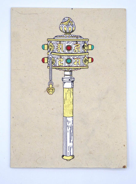 Handmade Lokta Greeting Card, Prayer Wheel