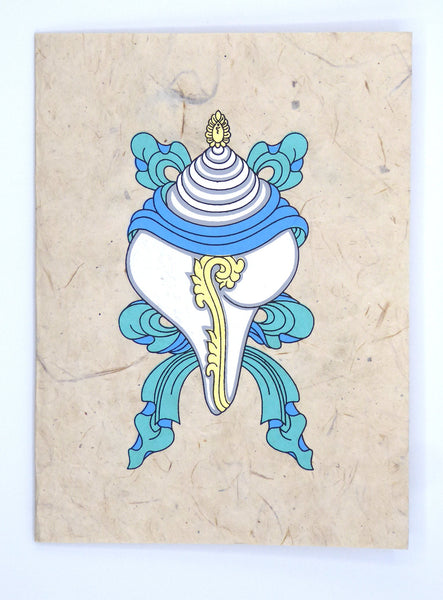 Handmade Lokta Card, The Conch, Infinity Knot & Chakras