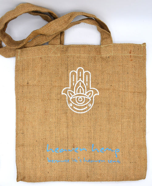 100% Jute Tote Bag, Handprinted