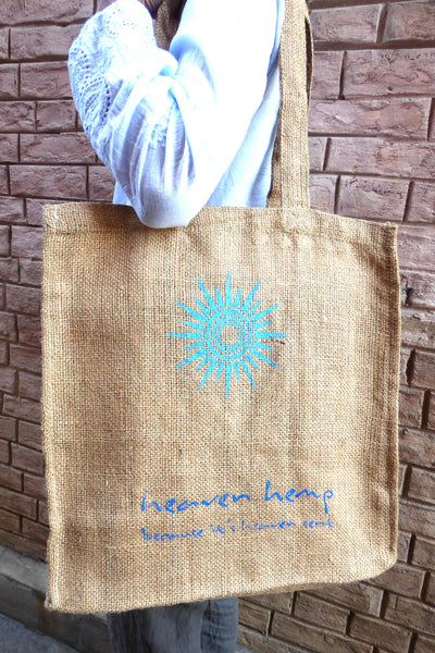 100% Jute Tote Bag, Handprinted