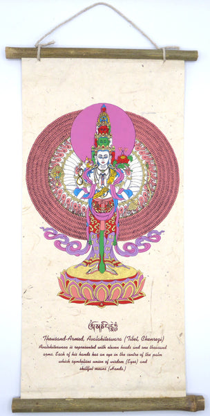 Tibetan Buddhism Wall Hanging, Thousand Armed Avalakiteswara