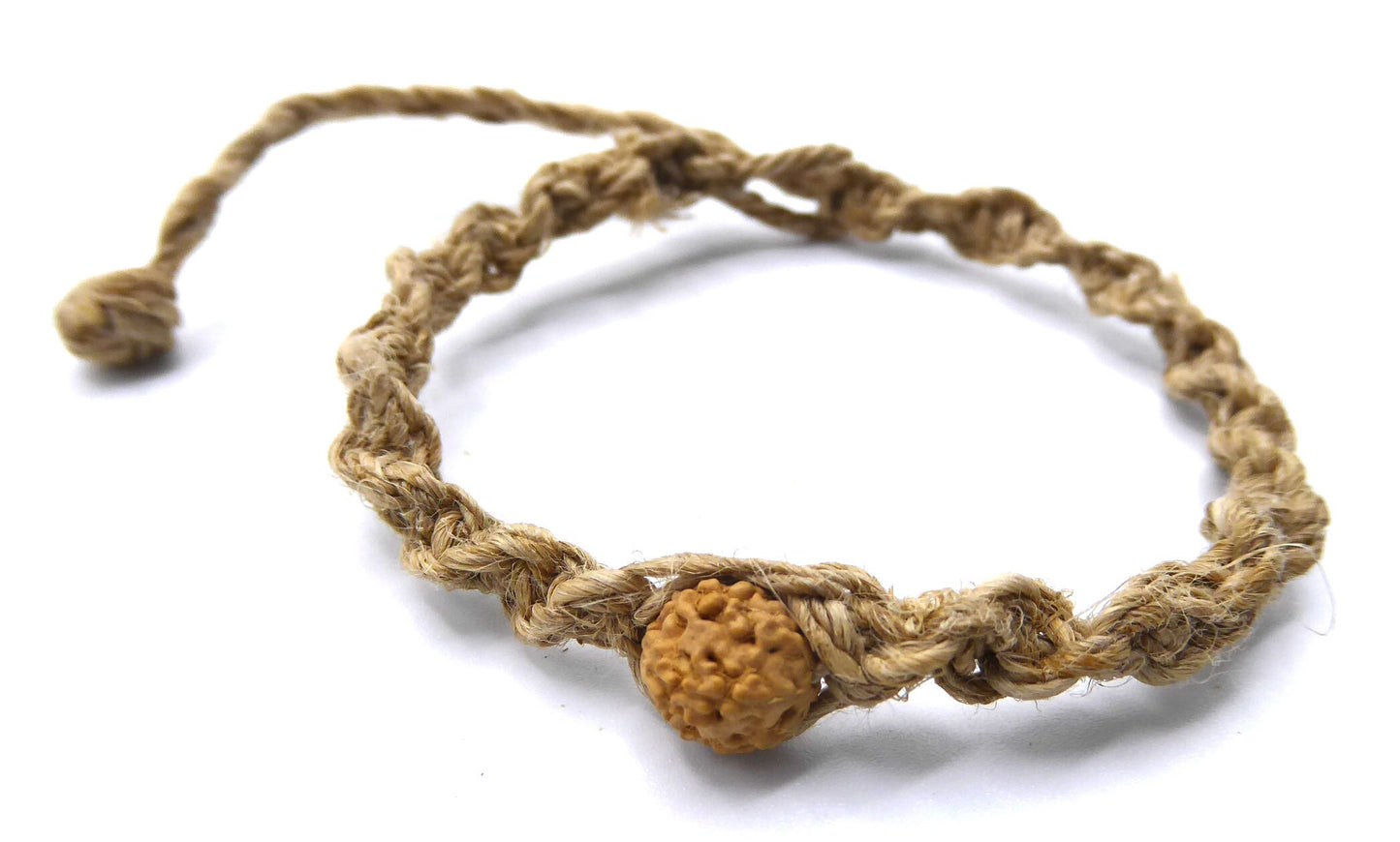 Natural Hemp Rudraksha (Elaeocarpus) Bracelet