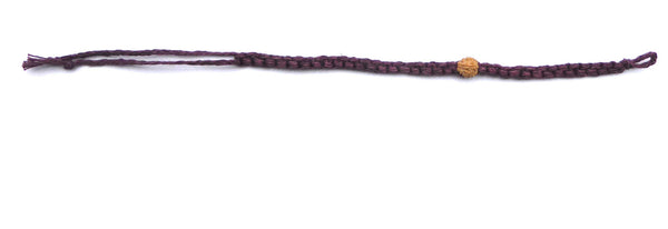 Natural Linen Rudraksha (Elaeocarpus) Bracelet, Burgundy