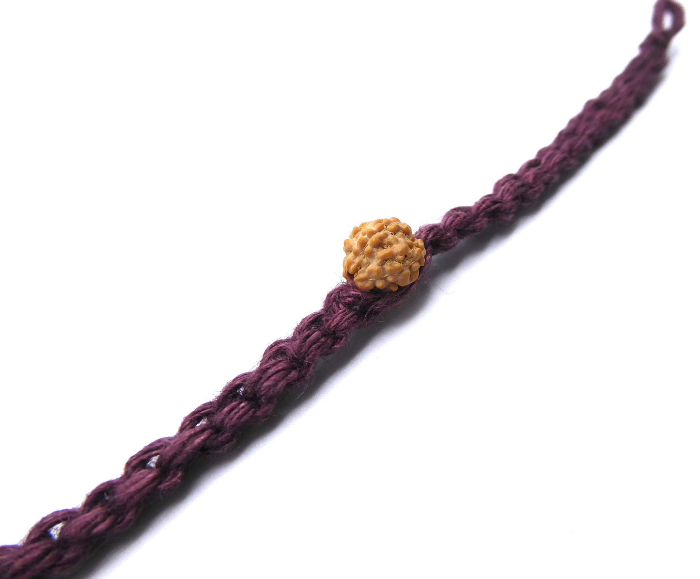 Natural Linen Rudraksha (Elaeocarpus) Bracelet, Burgundy