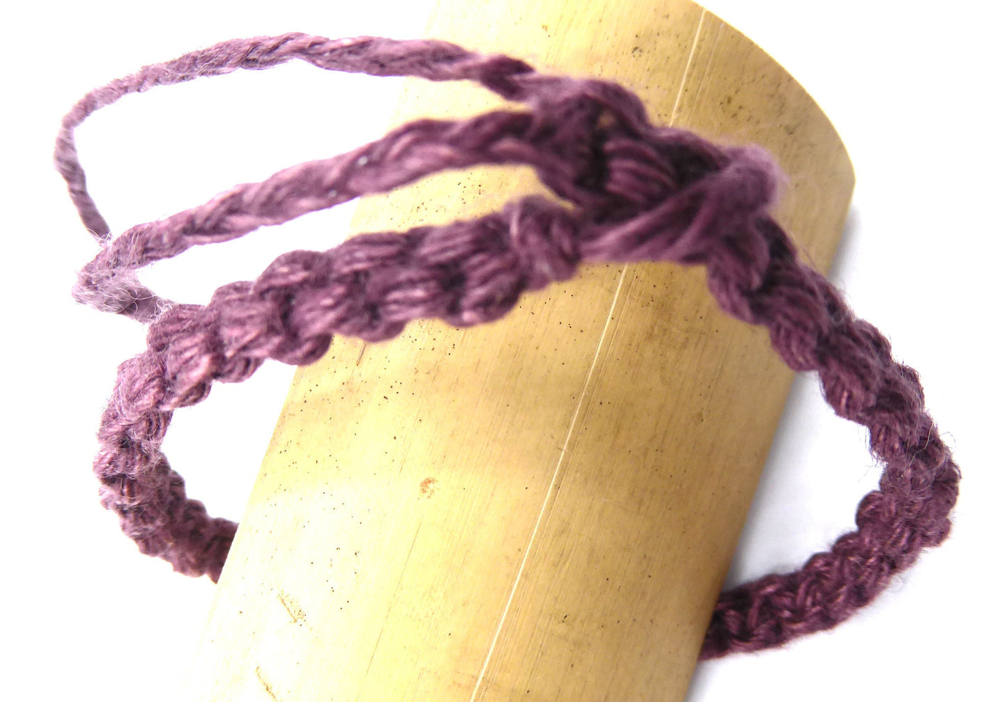 Natural Linen Rudraksha (Elaeocarpus) Bracelet, Burgundy