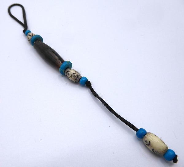 Buffalo Bone Strap/Phone Charm/Bag Charm/Keyring strap/Lanyard. Turquoise & Black *Handmade*