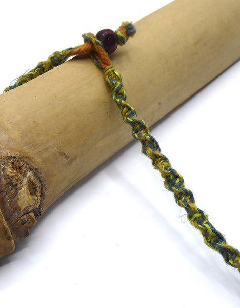 Handmade Green Cord Necklace, Cotton; Lime & Indigo