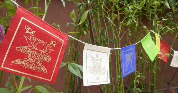 Lokta Paper Prayer Flags, 8 Auspicious Symbols (Ashtamangala)