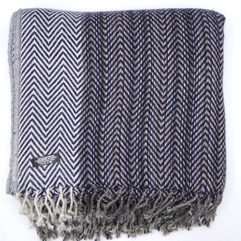 Cashmere blanket, Black, Grey and White Chevrons,