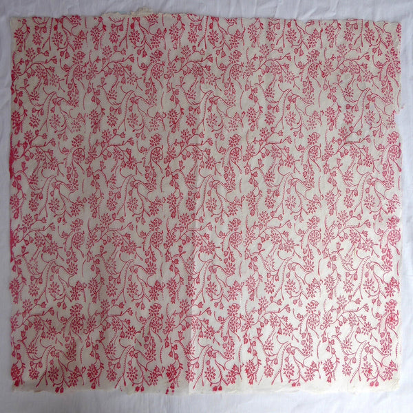 Red Floral print on Hemp Tissue Paper