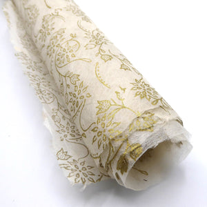 Gold Floral print on Hemp Tissue Paper