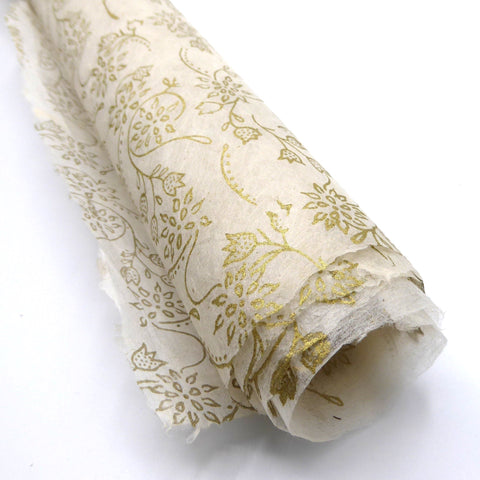 Gold Floral print on Hemp Tissue Paper