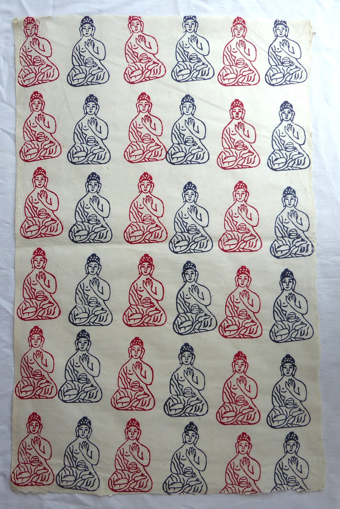 Buddha block Printed on Lokta Paper, Handmade, Tree Free & Sustainable