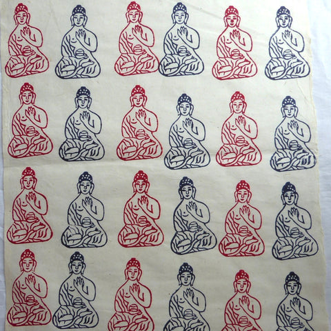 Buddha block Printed on Lokta Paper, Handmade, Tree Free & Sustainable