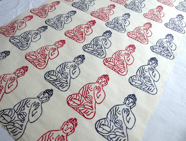 Buddha block Printed on Lokta Paper, Handmade, Tree Free & Sustainable