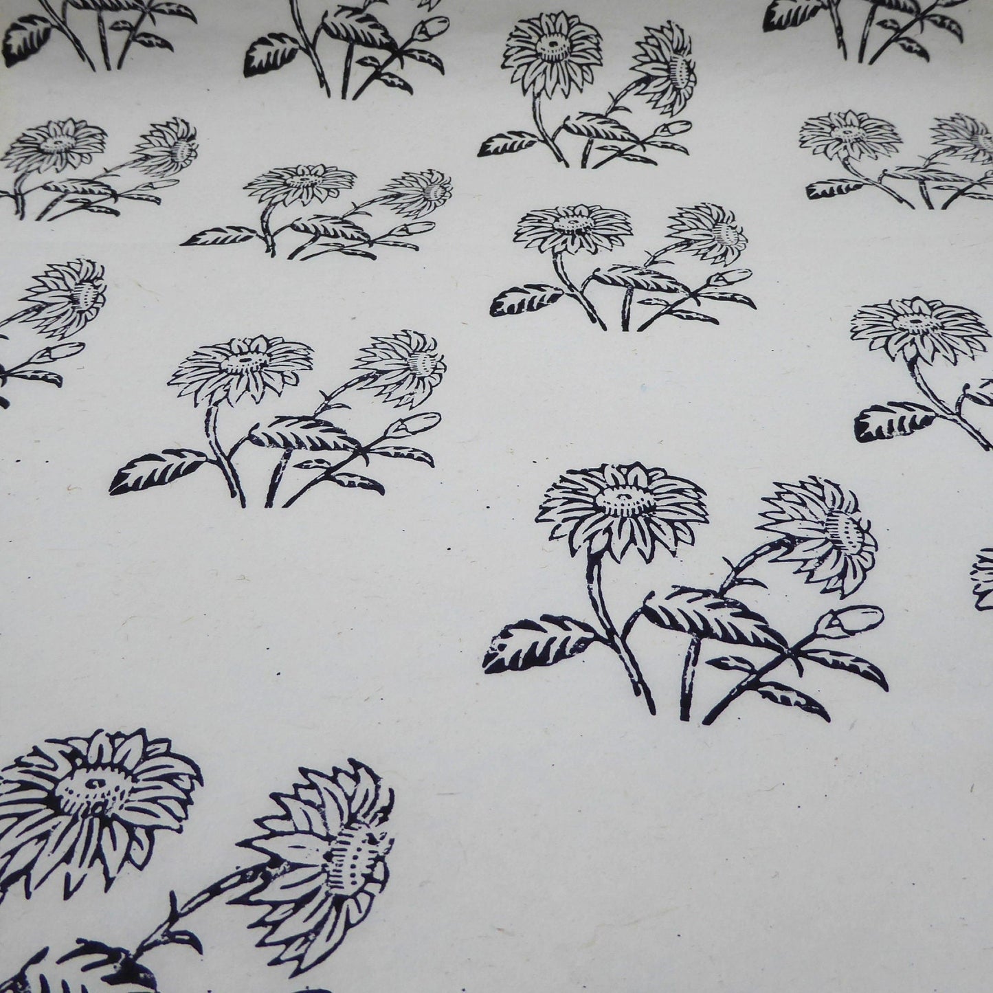 Black Wildflowers block printed on Lokta Paper, Handmade, Tree-Free & Sustainable