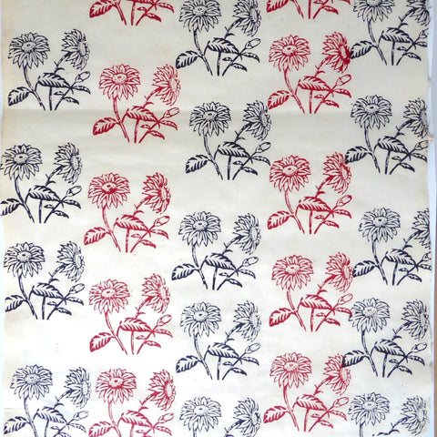 Red and Black	Wildflowers block printed on Lokta Paper, Handmade, Tree-Free & Sustainable