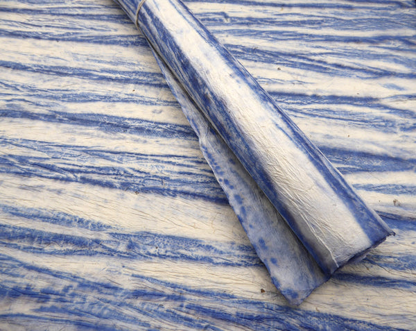 Crushed Blue Vegetable Dyed Lokta Paper Handmade in the Himalayas. Tree Free & Sustainable