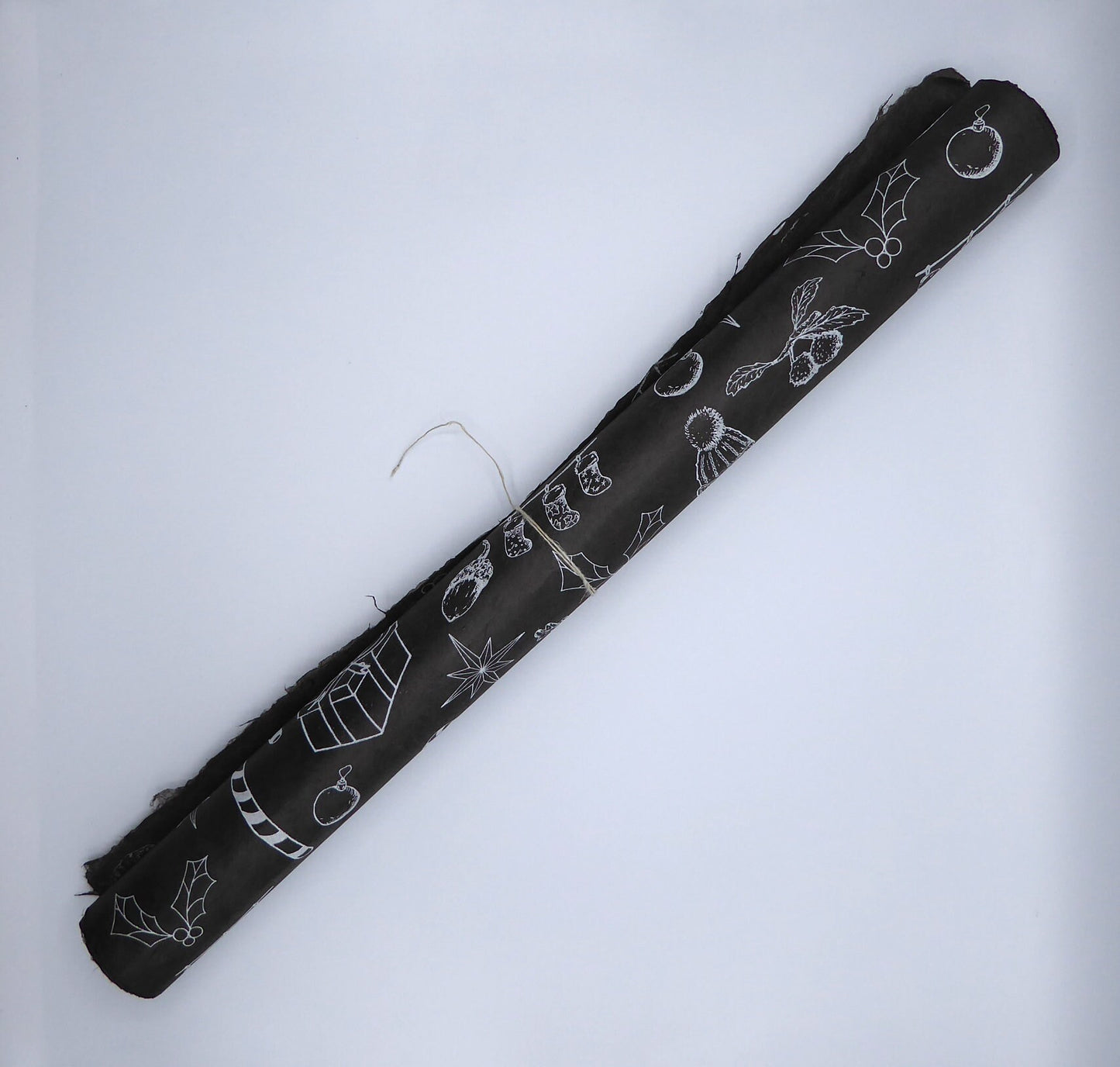 Christmas Decorations Lokta Paper, Handmade in the Himalayas; Black