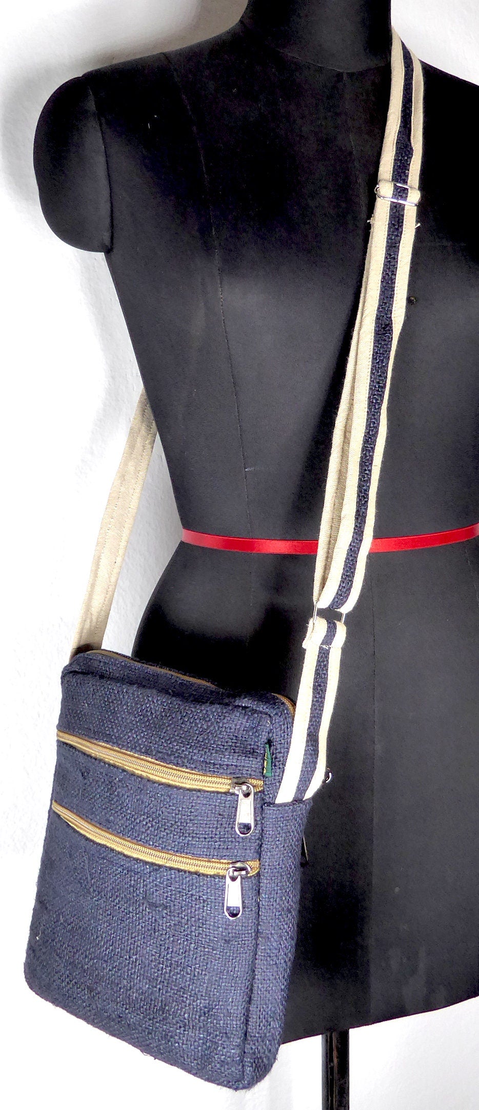 Wild Nepali Hemp 'Tenzing' Crossbody Bag (Dark Indigo)