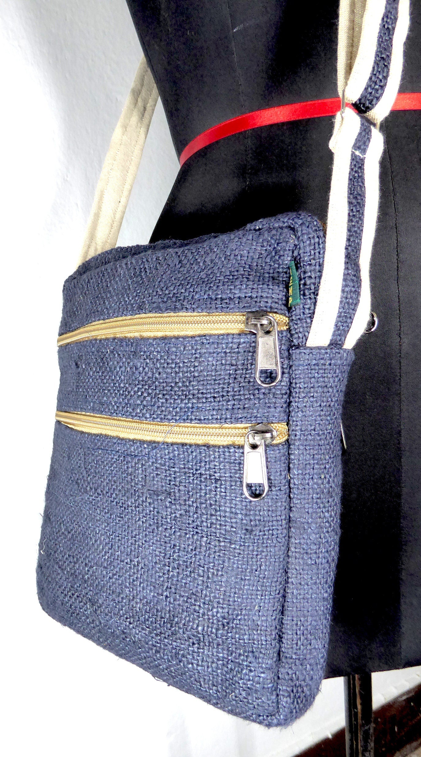 Wild Nepali Hemp 'Tenzing' Crossbody Bag (Dark Indigo)