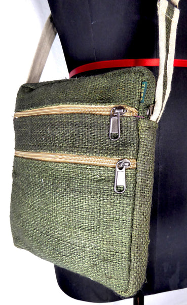 Wild Nepali Hemp 'Tenzing' Crossbody Bag (Olive Green)