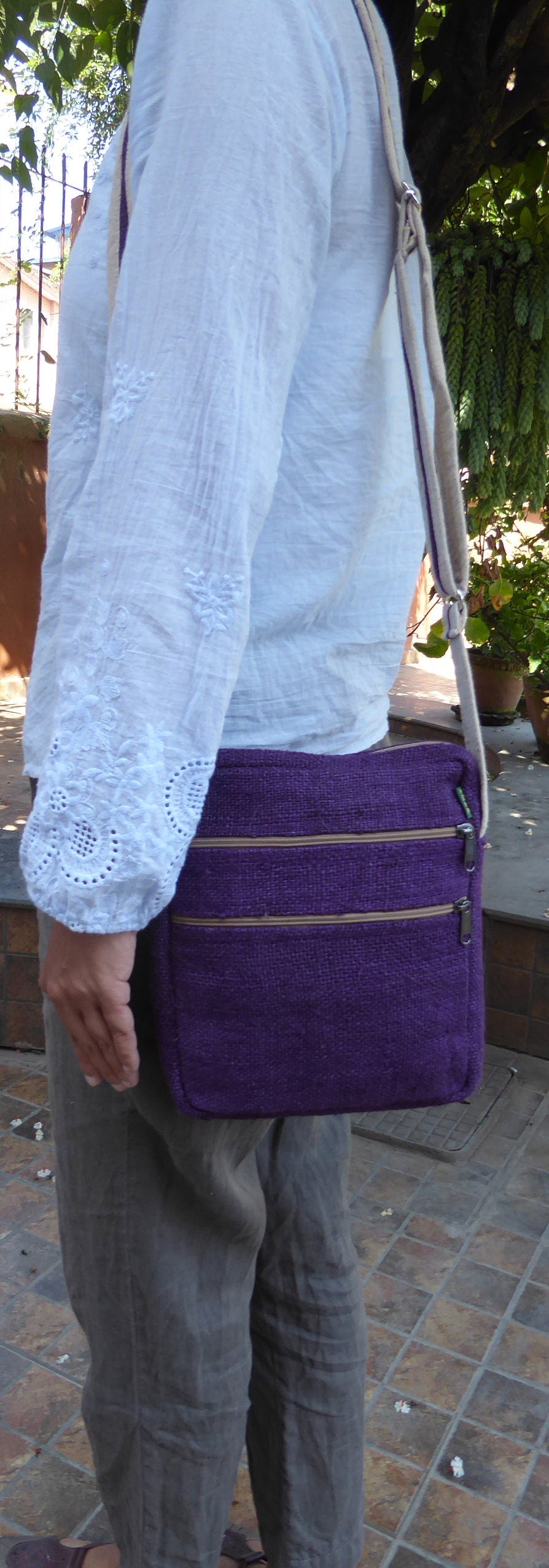 Wild Nepali Hemp 'Tenzing' Crossbody Bag  (Purple)