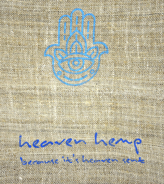 Bajura Hemp Tote Bag. Handprinted (hand of fatima)