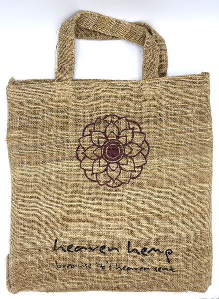 Bajura Hemp Tote Bag. Handprinted  (flower)