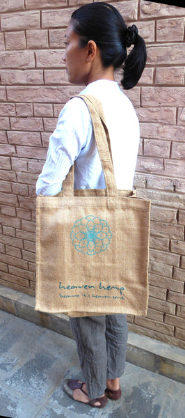 100% Jute Tote Bag, Handprinted