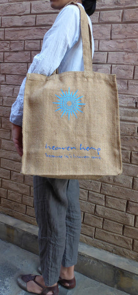 100% Jute Tote Bag, Handprinted